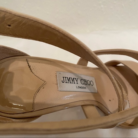 JIMMY CHOO 100MM Lottie Strappy Sandal in Patent Nude size 35.5 - Picture 7 of 12